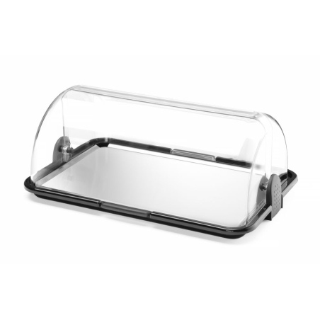 Vitrine r&eacute;frig&eacute;r&eacute;e et chauffante de comptoir avec couvercle coulissant, bac acier inoxydable - Hendi