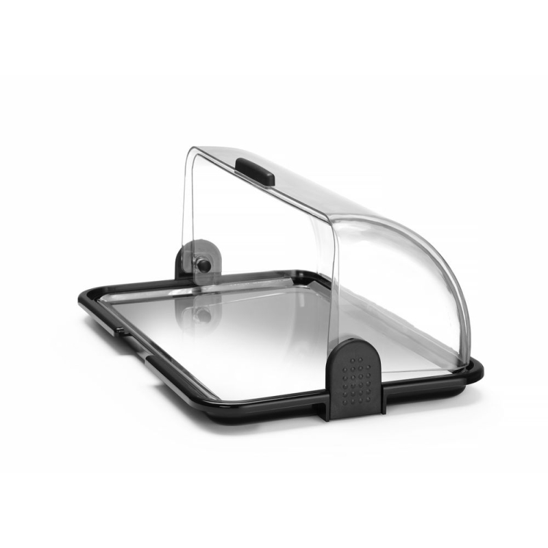 Vitrine r&eacute;frig&eacute;r&eacute;e et chauffante de comptoir avec couvercle coulissant, bac acier inoxydable - Hendi