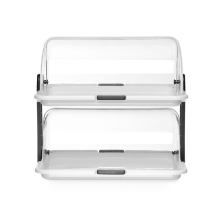 Vitrine &agrave; couvercle coulissant Roll top double, Polystyr&egrave;ne transparent, Lave-vaisselle - Hendi
