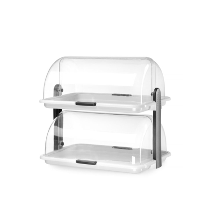 Vitrine &agrave; couvercle coulissant Roll top double, Polystyr&egrave;ne transparent, Lave-vaisselle - Hendi