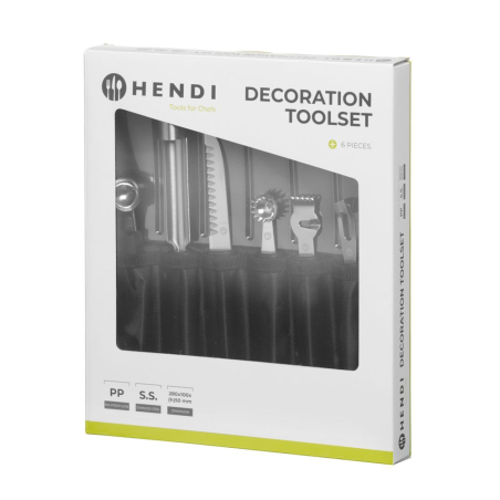 Kit de d&eacute;coration de fruits et l&eacute;gumes professionnel 6 pi&egrave;ces (cuill&egrave;re &agrave; melon, r&acirc;pe &agrave; citron, &eacute;vider) - Hendi