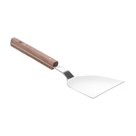 Spatule Teppanyaki professionnelle, inox et manche bois de noyer 240x105mm - Hendi
