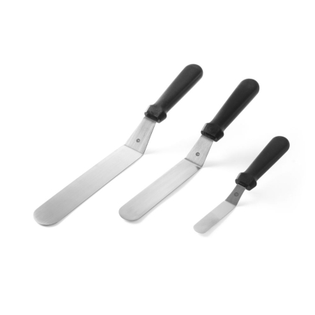 Spatule &agrave; Cr&ecirc;pes Professionnelle Noire avec Lame Flexible Offset - Hendi