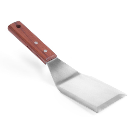 Spatule &agrave; hamburger professionnelle, manche en bois fonc&eacute;, 270x75mm - Hendi