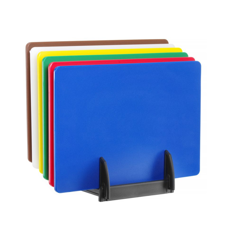 Set de 6 Planches &agrave; D&eacute;couper Professionnelles HACCP avec Rack - Hendi