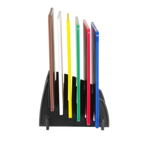 Set de 6 Planches &agrave; D&eacute;couper Professionnelles HACCP avec Rack - Hendi