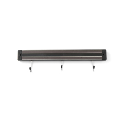 Support Magn&eacute;tique pour Couteaux Professionnel, 3 Crochets, Noir (340mm) - Hendi