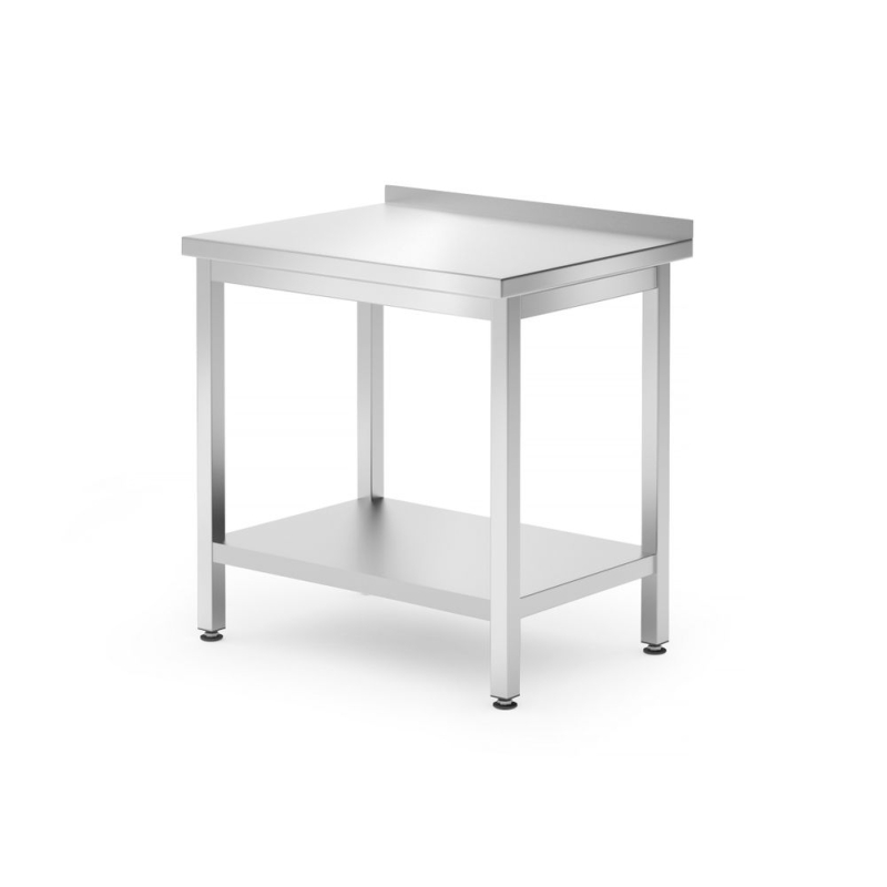 Table de travail murale inox professionnelle avec &eacute;tag&egrave;re, 800x600x(H)850mm - Hendi