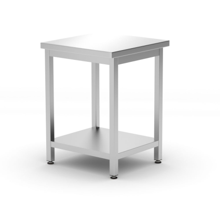 Table de travail centrale avec &eacute;tag&egrave;re Kitchen Line Inox 600x600mm - Hendi
