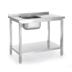 Table d'&eacute;vier professionnelle en inox avec &eacute;tag&egrave;re basse (800x600x850mm) - Hendi