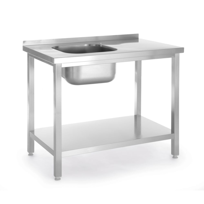 Table d'&eacute;vier professionnelle en inox avec &eacute;tag&egrave;re basse (800x600x850mm) - Hendi