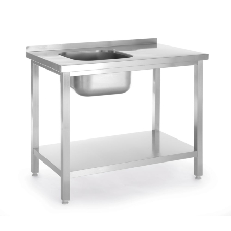 Table d'&eacute;vier professionnelle en inox avec &eacute;tag&egrave;re basse (800x600x850mm) - Hendi