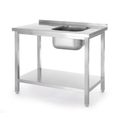 Table d'&eacute;vier Inox avec &Eacute;tag&egrave;re Fixe 800x600x850mm Professionnel - Hendi