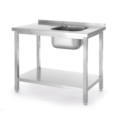 Table d'&eacute;vier Inox avec &Eacute;tag&egrave;re Fixe 800x600x850mm Professionnel - Hendi