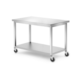 Table de travail mobile Inox avec &eacute;tag&egrave;re - Kitchen Line, 1200x600mm - Hendi