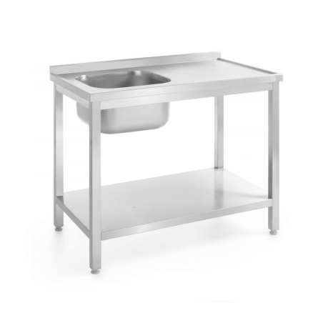 Table d'&eacute;vier professionnelle avec &eacute;tag&egrave;re viss&eacute;e Profi Line 1000x700 mm gauche - Hendi