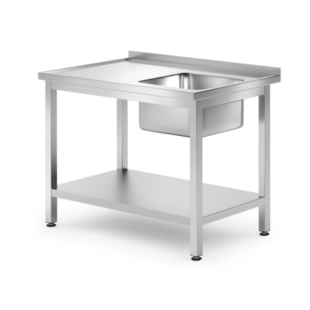 Table d'&eacute;vier professionnelle avec &eacute;tag&egrave;re Profi Line 1000x700mm - Hendi