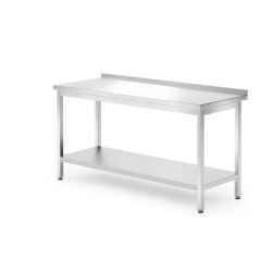 Table murale professionnelle avec &eacute;tag&egrave;re inox, profondeur 700 mm, Profi Line - Hendi