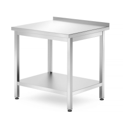 Table murale professionnelle en acier inoxydable avec &eacute;tag&egrave;re Profi Line 800x700x(H)850mm - Hendi