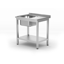 Table d'&eacute;vier professionnelle avec &eacute;tag&egrave;re Profi Line 800x600x850mm c&ocirc;t&eacute; gauche - Hendi