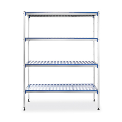 Rayonnage de stockage en aluminium avec 4 &eacute;tag&egrave;res amovibles, 1280x405x(H)1685mm - Hendi