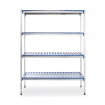 Rayonnage de stockage en aluminium avec 4 &eacute;tag&egrave;res amovibles, 1280x405x(H)1685mm - Hendi