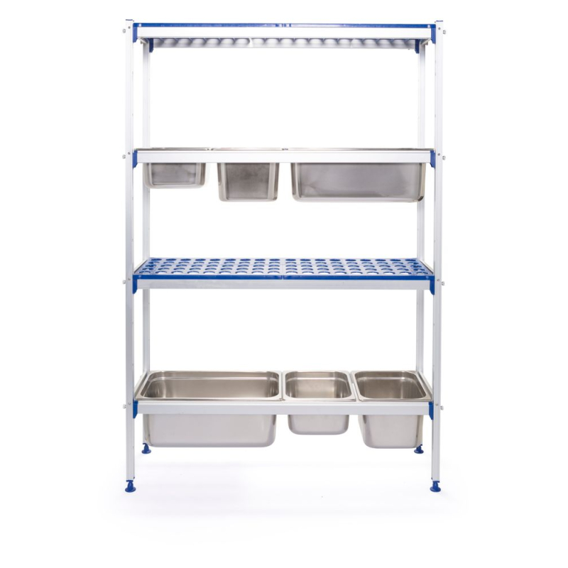 Rayonnage de stockage aluminium pour bacs gastronormes GN 1/1, 150 kg max - Hendi