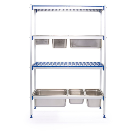 Rayonnage de stockage aluminium pour bacs gastronormes GN 1/1, 150 kg max - Hendi