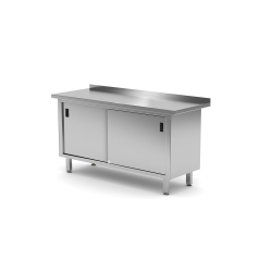 Table murale de travail inox avec placard et portes coulissantes, 1600x600x850mm - Hendi