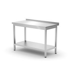 Table Murale Professionnelle Inox avec &Eacute;tag&egrave;re 1200x600mm - Hendi