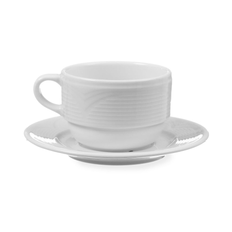 Tasse &agrave; Cappuccino C&eacute;ramique Blanche 0,23L (87mm) Compatible Soucoupe - Hendi