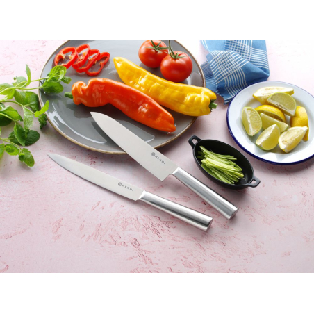 Set de 4 Couteaux de Cuisine Professionnels en Acier Inoxydable (Chef, D&eacute;couper, &Eacute;plucheur) - Hendi