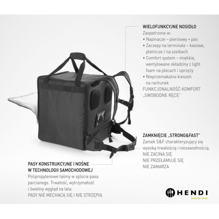 Sac &agrave; dos isotherme de livraison alimentaire 75,2L Noir 410x410x490mm - Hendi