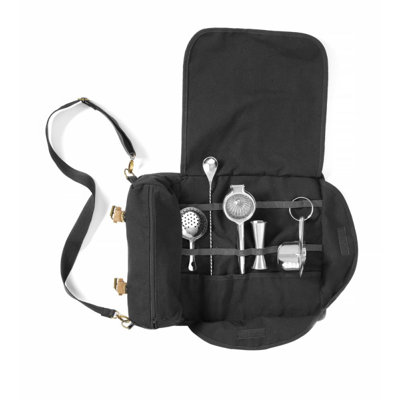 Sac Barman Professionnel Noir en Coton pour Outils Cocktail - Hendi