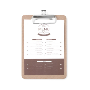 Prot&egrave;ge-menu Clipboard A4 en MDF R&eacute;sistant avec Pince M&eacute;tal 185x12mm - Hendi