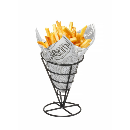 Support noir pour cornet de frites simple, ⌀115x(H)172mm - Hendi
