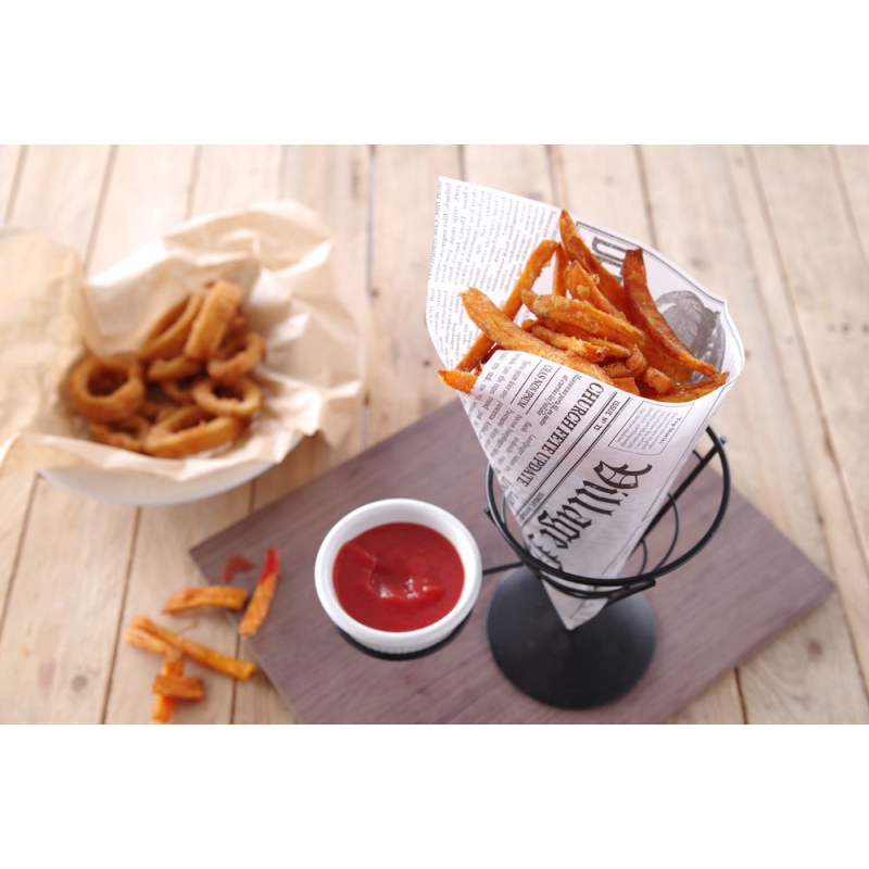 Support Noir pour Cornet de Frites avec Ramequin &agrave; Sauce - Hendi