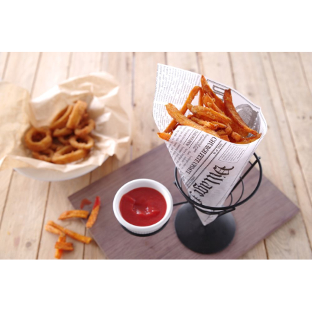 Support Noir pour Cornet de Frites avec Ramequin &agrave; Sauce - Hendi