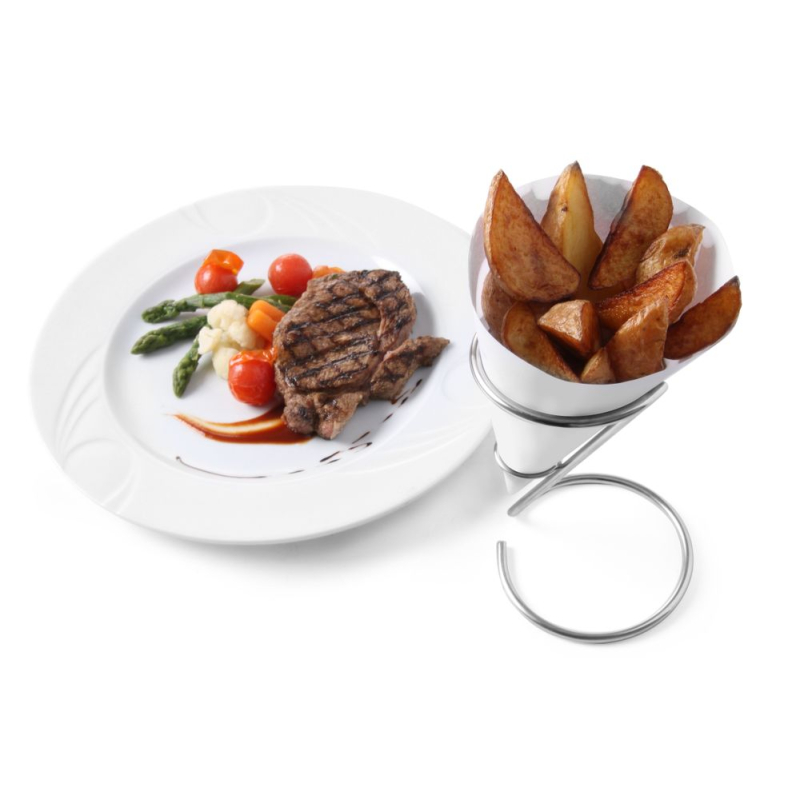 Support Pr&eacute;sentoir &agrave; Cornets de Frites M&eacute;tal Noir ⌀110x175mm - Hendi