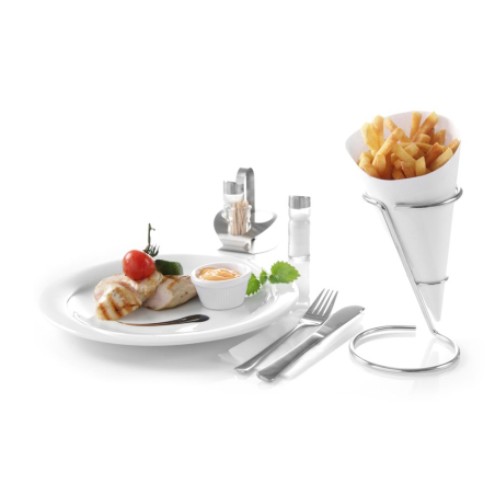 Support Pr&eacute;sentoir &agrave; Cornets de Frites M&eacute;tal Noir ⌀110x175mm - Hendi