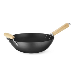 Wok professionnel avec manche en bois de caoutchouc, ⌀324x565mm - Hendi