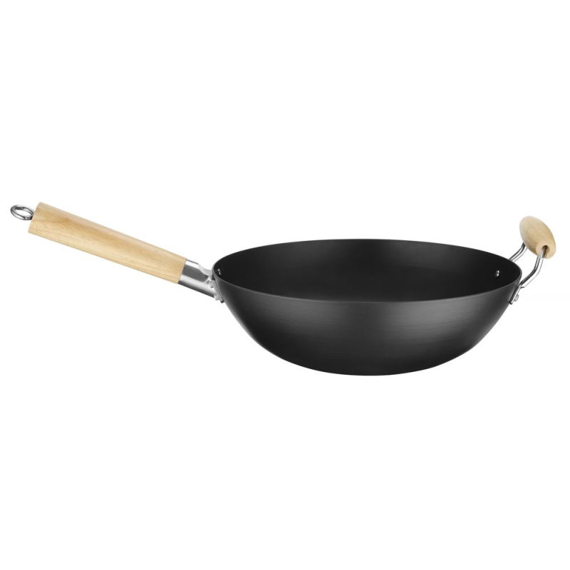 Wok professionnel avec manche en bois de caoutchouc, ⌀324x565mm - Hendi