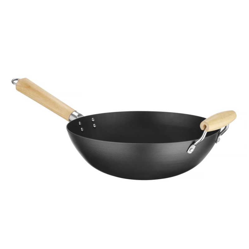 Wok professionnel avec manche en bois de caoutchouc, ⌀324x565mm - Hendi