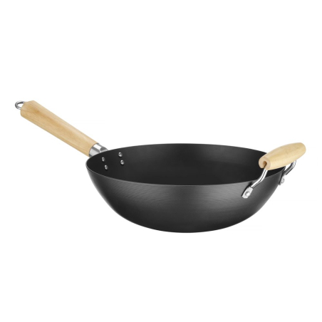 Wok professionnel avec manche en bois de caoutchouc, ⌀324x565mm - Hendi