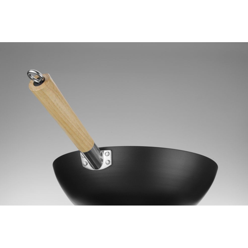 Wok professionnel avec manche en bois de caoutchouc, ⌀324x565mm - Hendi