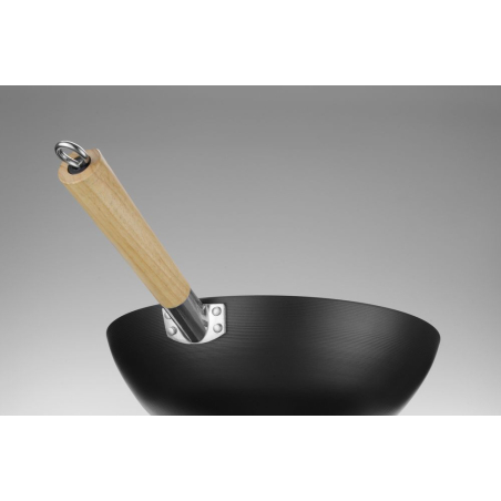 Wok professionnel avec manche en bois de caoutchouc, ⌀324x565mm - Hendi