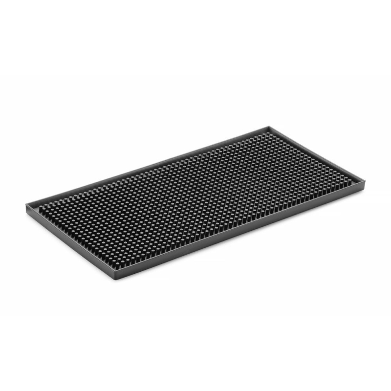 Tapis de Bar Antid&eacute;rapant en Caoutchouc Noir, S&eacute;chage et Stockage de Verres - Hendi