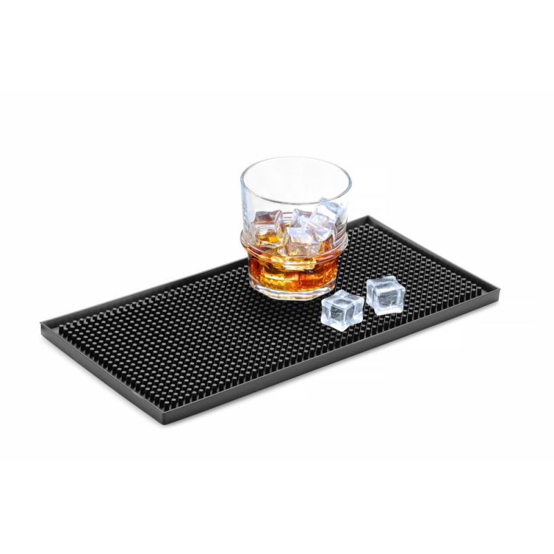 Tapis de Bar Antid&eacute;rapant en Caoutchouc Noir, S&eacute;chage et Stockage de Verres - Hendi