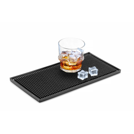 Tapis de Bar Antid&eacute;rapant en Caoutchouc Noir, S&eacute;chage et Stockage de Verres - Hendi