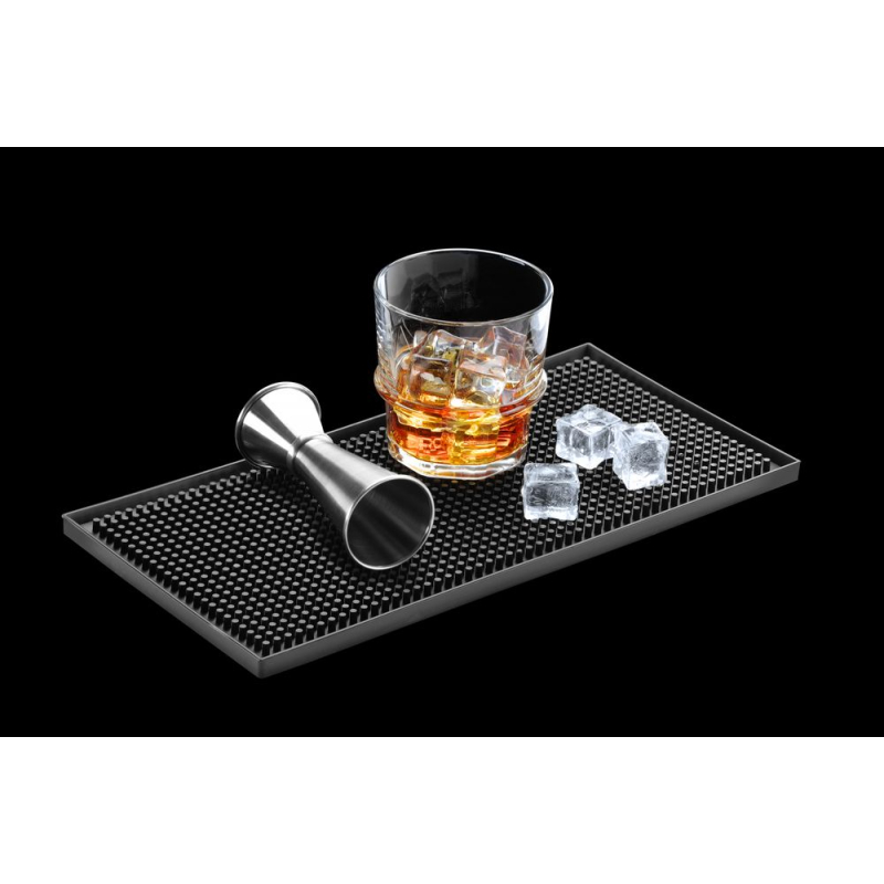 Tapis de Bar Antid&eacute;rapant en Caoutchouc Noir, S&eacute;chage et Stockage de Verres - Hendi